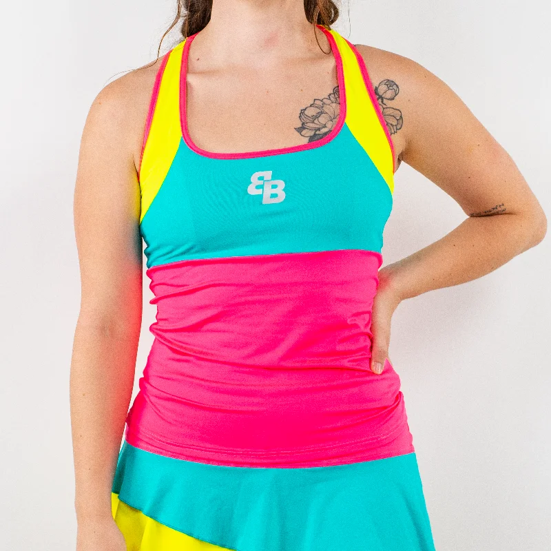 Valeria Tank Blue/Pink/Yellow workout tank top