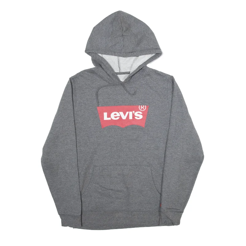 LEVI'S Hoodie Grey Pullover Womens S Ruffle Neck Pullover