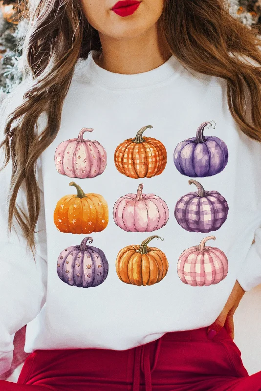 Beige Thanksgiving Halloween Pumpkin Graphic Pullover Sweatshirt Thick Cable Knit