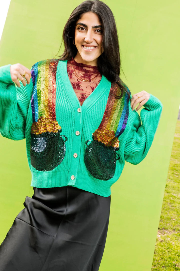 Green Pot Of Gold Cardigan Neon metallic Matte