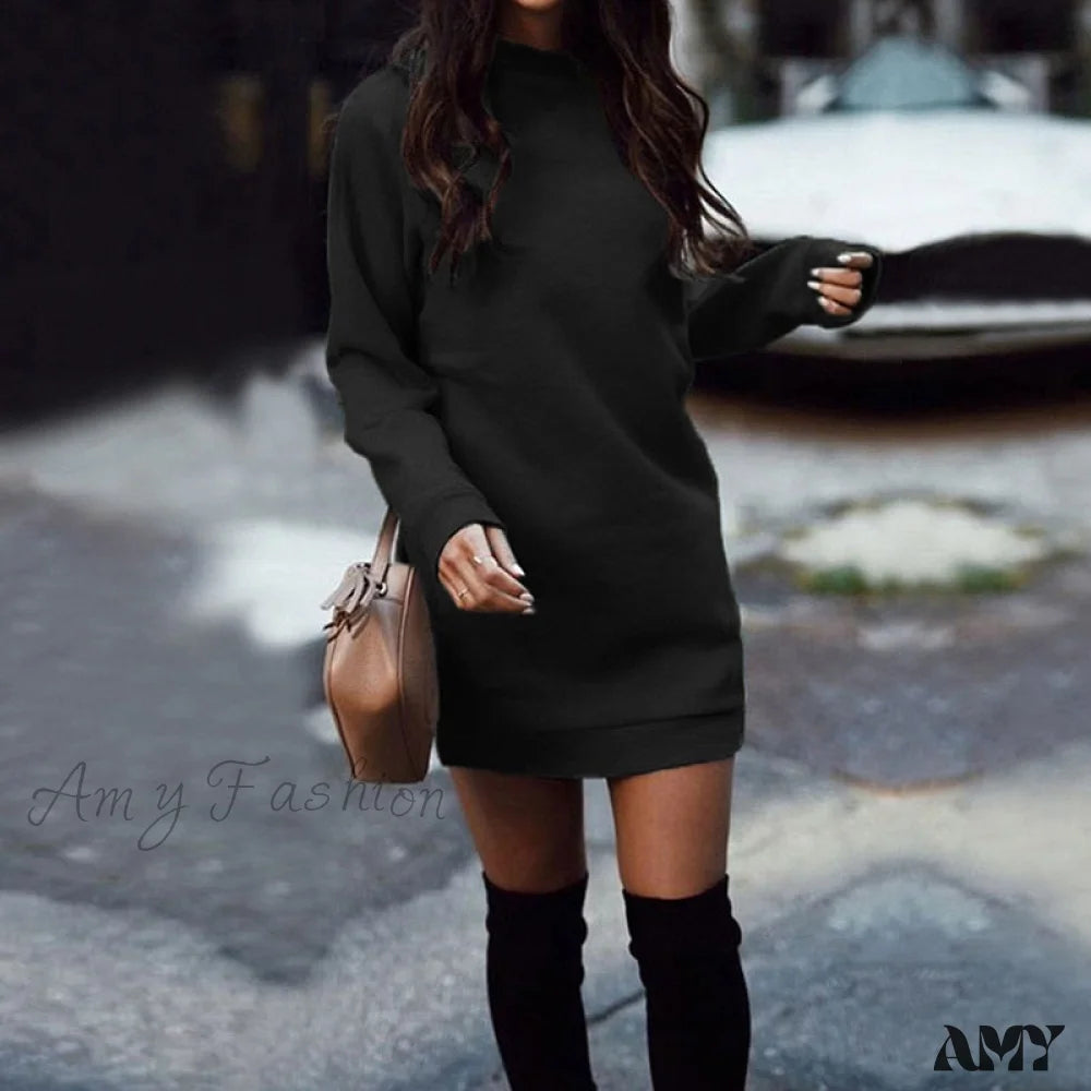 Amy Fashion - Casual Long Sleeve O Neck Pullover Dress Sarouel Sleeve Pullover