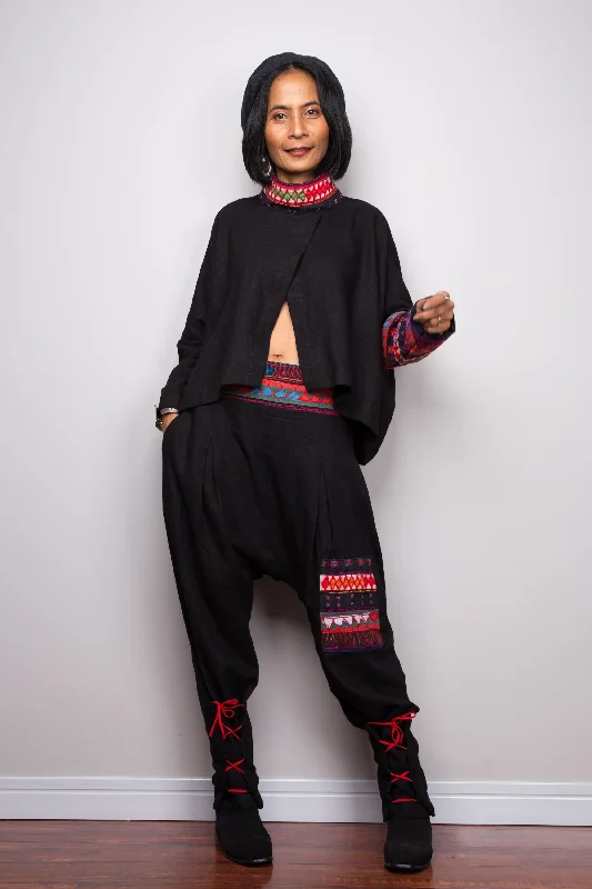 Matching outfit, Hill tribe pants and matching pullover poncho top Bolero Style Sweater