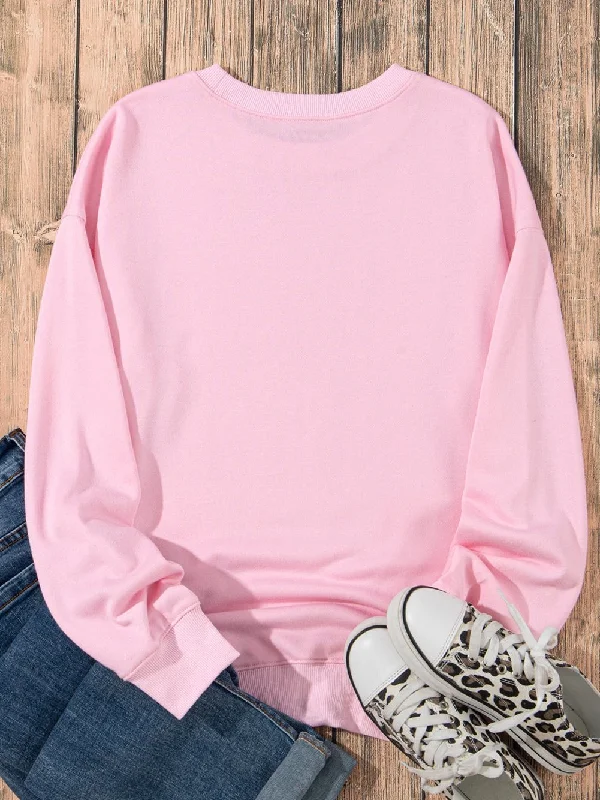 Simple Pink Pullover Elbow Length Sleeve