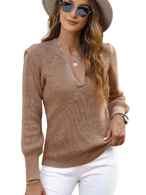 Braided V-Neck Knit Pullover One Shoulder Top