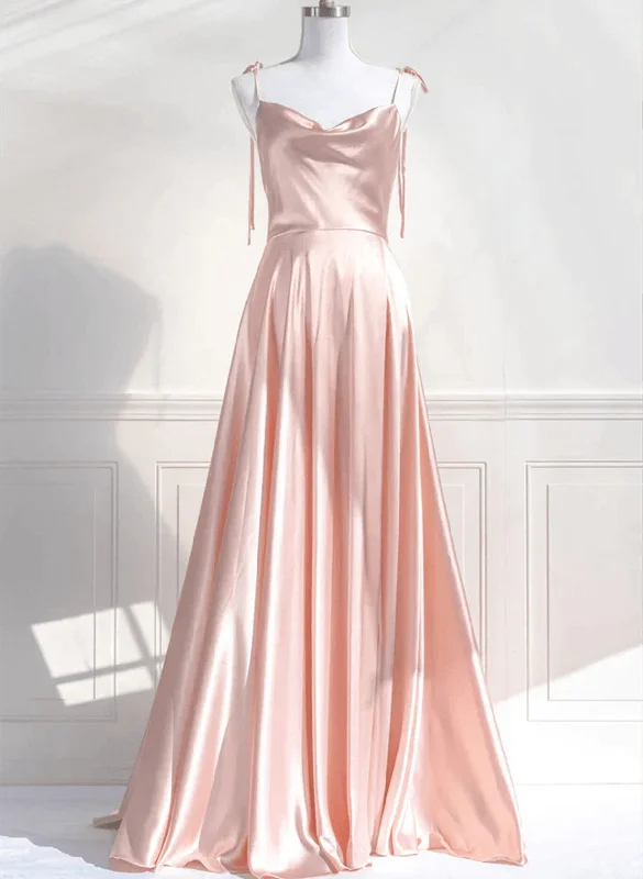 A-line Pink Satin Straps Sweetheart Prom Dress, Pink Satin Party Dress Tunics Stylish elegant A-line Pink Satin Straps Sweetheart Prom Dress, Pink Satin Party Dress Tunics Stylish elegant