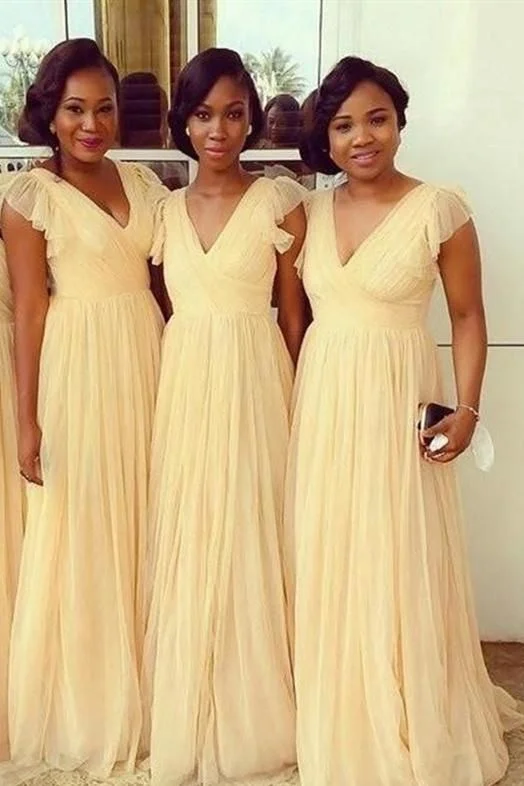 A-line V-Neck Bridesmaid Dress with Ruffle Sleeves,Wedding Party Dresses Tunics Business professional A-line V-Neck Bridesmaid Dress with Ruffle Sleeves,Wedding Party Dresses Tunics Business professional