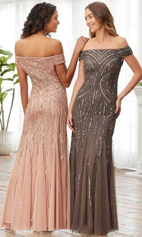 Adrianna Papell Platinum 40370 - Straight Off-Shoulder Evening Dress Tunics Timeless classic Adrianna Papell Platinum 40370 - Straight Off-Shoulder Evening Dress Tunics Timeless classic