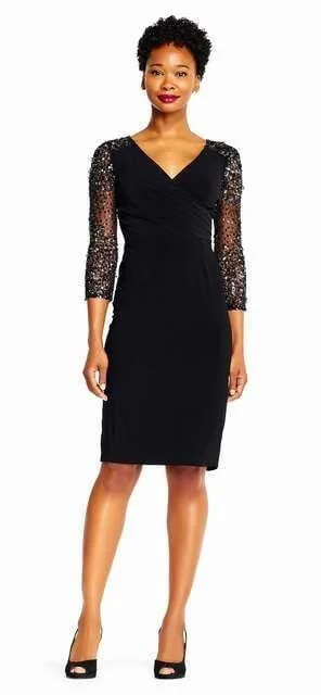 Adrianna Papell AP1E201493 Short V-Neck Cocktail Party Dress Tunics Sophisticated sleek Adrianna Papell AP1E201493 Short V-Neck Cocktail Party Dress Tunics Sophisticated sleek