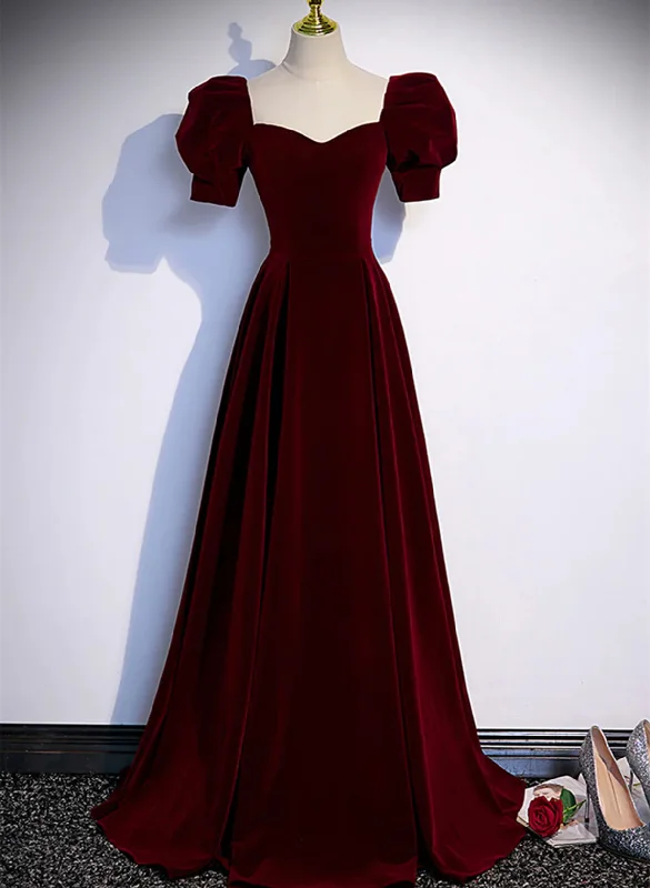 Beautiful Wine Red A-line Velvet Long Party Dress, Wine Red Prom Dress Tunics Sale discount Beautiful Wine Red A-line Velvet Long Party Dress, Wine Red Prom Dress Tunics Sale discount