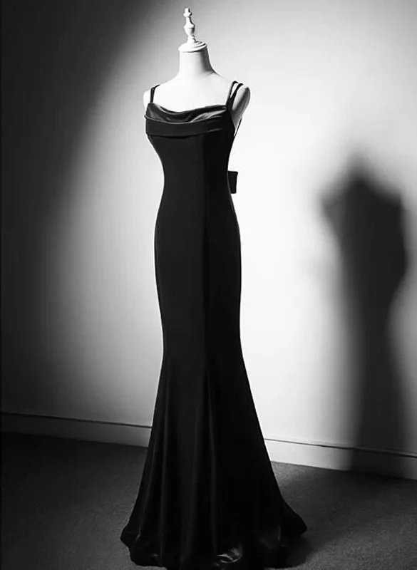 Black Straps Velvet Low Back Long Formal Dress, Black Velvet Evening Dress Prom Dress Tunics Chinos classic Black Straps Velvet Low Back Long Formal Dress, Black Velvet Evening Dress Prom Dress Tunics Chinos classic