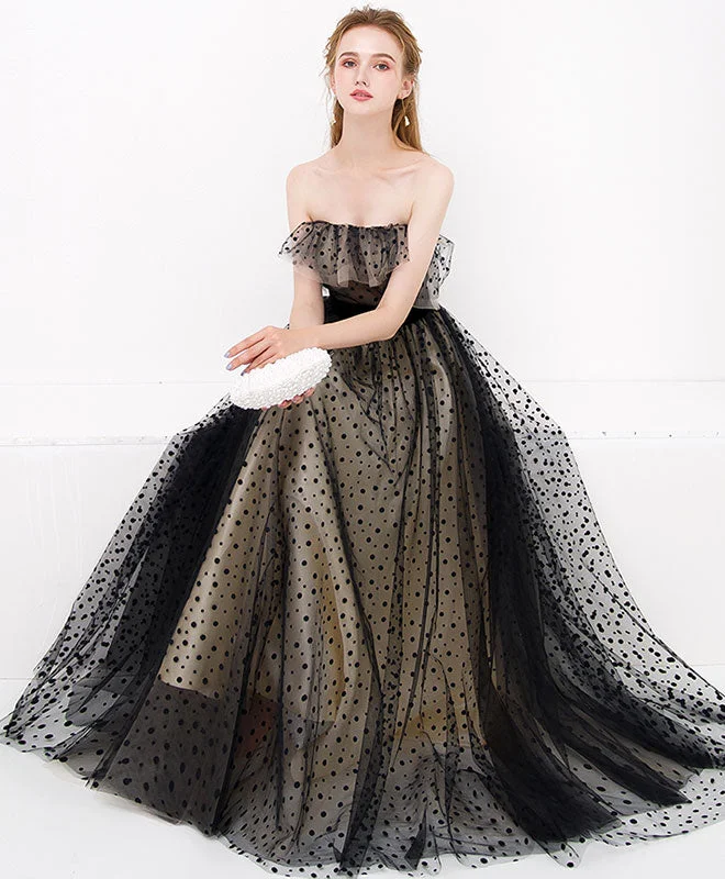 Black Tulle Long Prom Dress, Black Tulle Evening Dress Tunics Stylish elegant