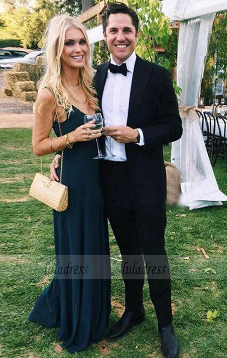 Charming A-Line V-Neck Backless Floor-Length Dark Green Satin Bridesmaid/Prom/Evening Dress High-Low Hemline Casual Charming A-Line V-Neck Backless Floor-Length Dark Green Satin Bridesmaid/Prom/Evening Dress High-Low Hemline Casual
