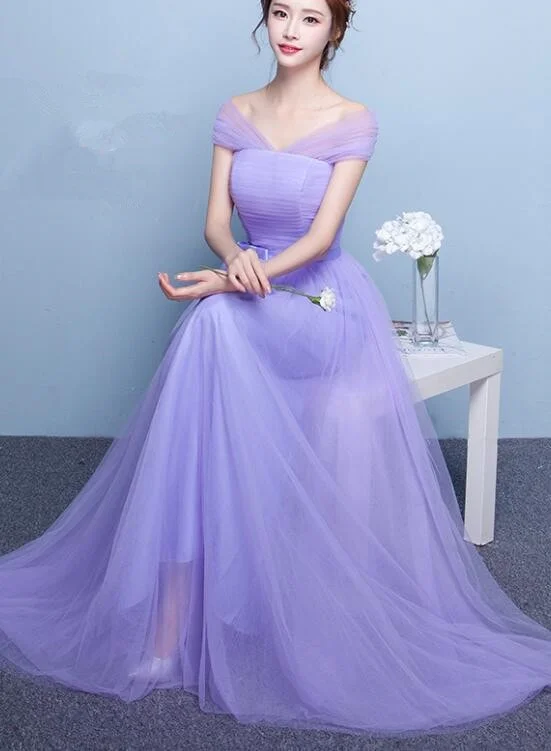 Charming Light Purple Tulle Floor Length Gown, Party Dress Tunics New arrival