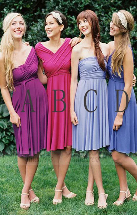 Custom Made Short A-Line Chiffon Evening Dress, Mismatched Bridesmaid Dresses Tunics Polka dots Custom Made Short A-Line Chiffon Evening Dress, Mismatched Bridesmaid Dresses Tunics Polka dots