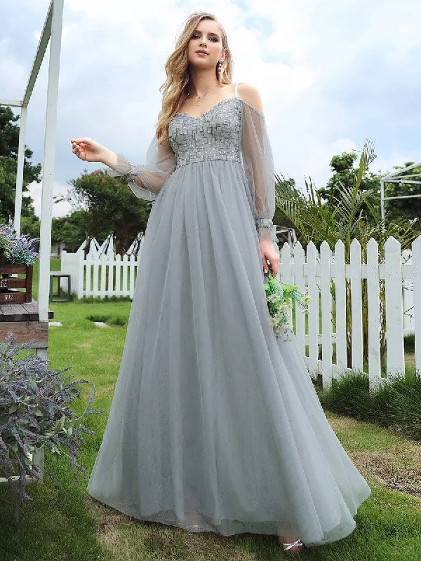 Flattering Tulle A-line Evening Dresses with See-through Cold Shoulders Tunics Hiking breathable Flattering Tulle A-line Evening Dresses with See-through Cold Shoulders Tunics Hiking breathable