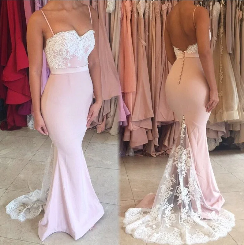 lace applique bridesmaid dresses long mermaid pink spaghetti straps cheap wedding party dress Tunics Custom made lace applique bridesmaid dresses long mermaid pink spaghetti straps cheap wedding party dress Tunics Custom made