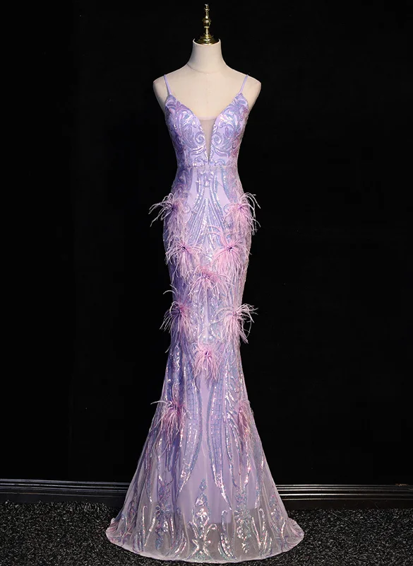 Light Purple Sequins Mermaid Long Party Dress, Light Purple Evening Dress Prom Dress Tunics Favorite customer Light Purple Sequins Mermaid Long Party Dress, Light Purple Evening Dress Prom Dress Tunics Favorite customer