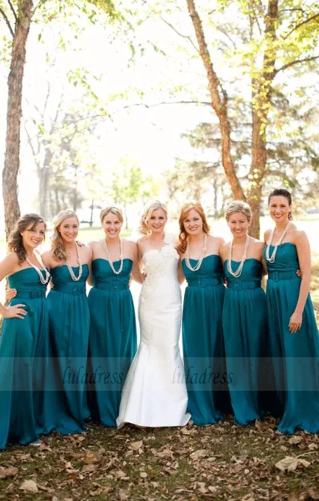 long bridesmaid dresses,elegant wedding party dresses Boat Neckline Classic