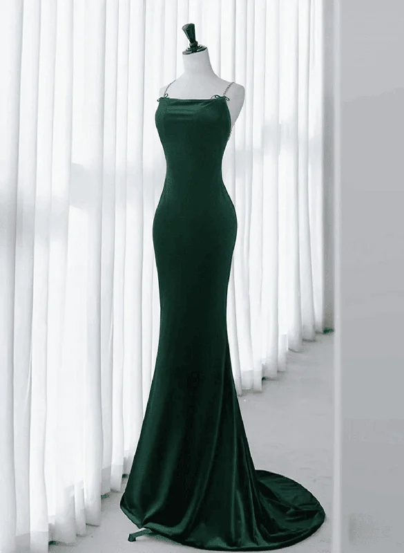 Mermaid Green Straps Backless Long Velvet Prom Dress, Green Party Dress Tunics Review highly Mermaid Green Straps Backless Long Velvet Prom Dress, Green Party Dress Tunics Review highly