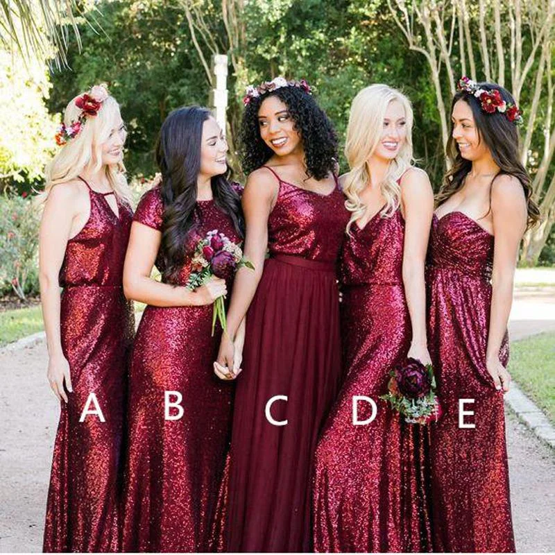 mismatched bridesmaid dresses long cheap Burgundy sequin sparkle wedding party dress Tunics Top Casual mismatched bridesmaid dresses long cheap Burgundy sequin sparkle wedding party dress Tunics Top Casual