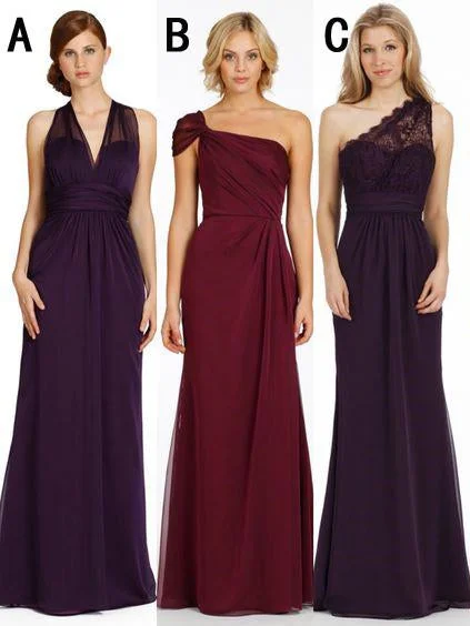 Mismatched Long Chiffon Bridesmaid Dresses, Wedding Party Dresses Tunics Practical easy-care Mismatched Long Chiffon Bridesmaid Dresses, Wedding Party Dresses Tunics Practical easy-care