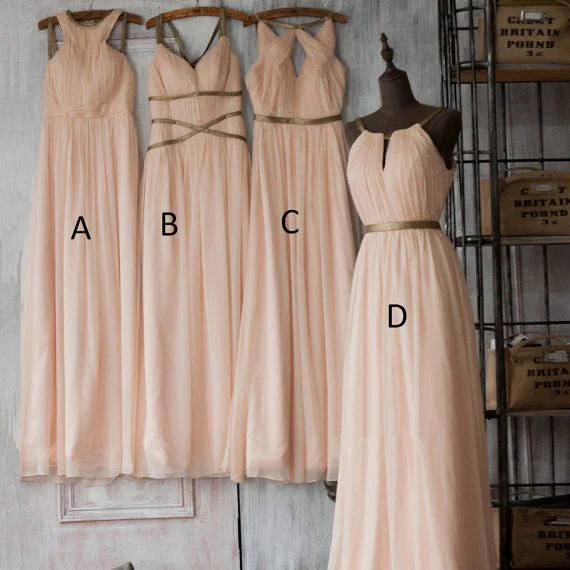 mismatched pink bridesmaid dresses long chiffon cheap western style wedding party dress vestido de Longo Crew Neckline Sporty mismatched pink bridesmaid dresses long chiffon cheap western style wedding party dress vestido de Longo Crew Neckline Sporty