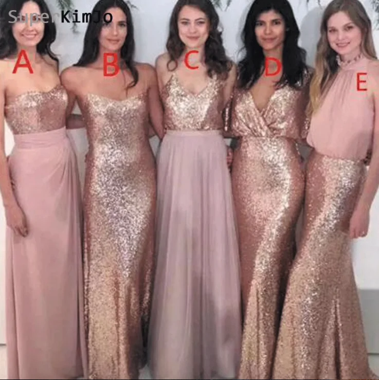 mismatched rose pink bridesmaid dresses long cheap sequin custom wedding party dresses 2020 Tunics Polka dots mismatched rose pink bridesmaid dresses long cheap sequin custom wedding party dresses 2020 Tunics Polka dots