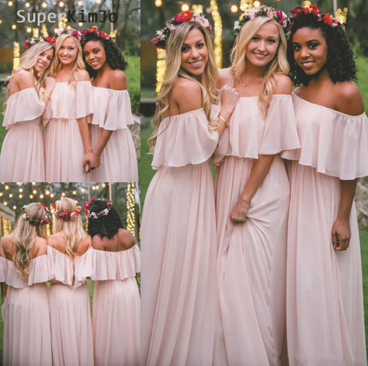 pink bridesmaid dresses long chiffon off the shoulder cheap wedding party dresses 2020 Tunics Long Elegant pink bridesmaid dresses long chiffon off the shoulder cheap wedding party dresses 2020 Tunics Long Elegant