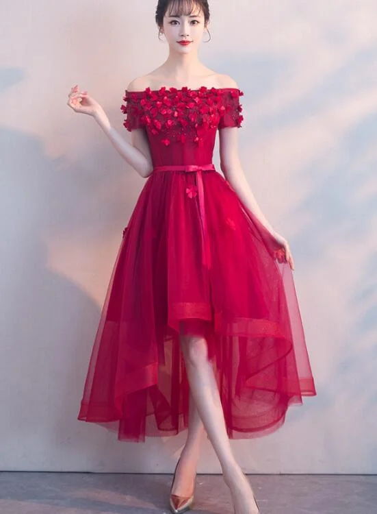 Red High Low Fashionable Homecoming Dress, Tulle Party Dresses Tunics Timeless classic