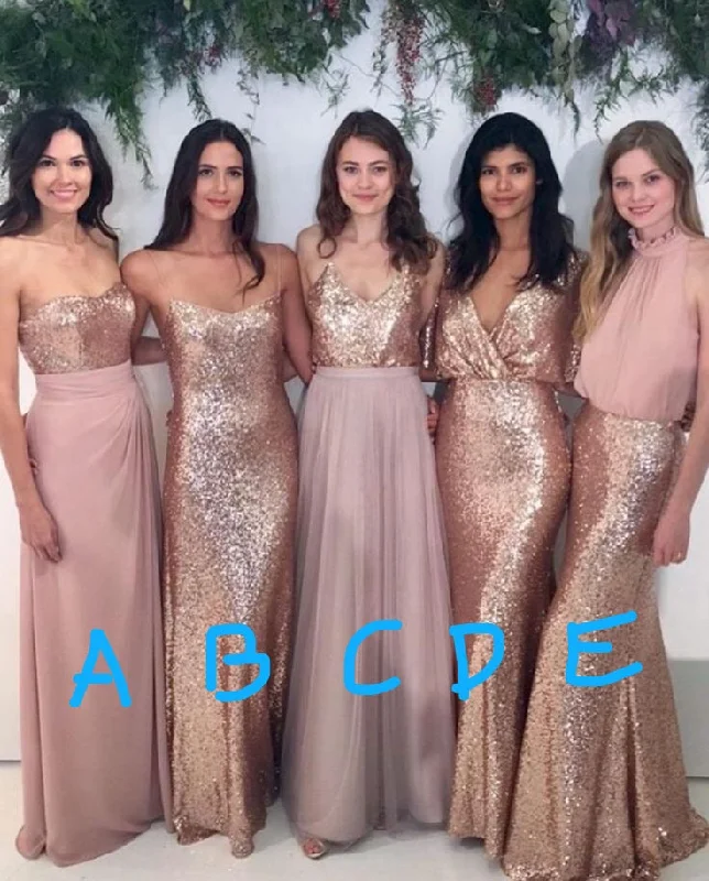 rose pink mismatched bridesmaid dresses long sequin cheap custom wedding party dress 2020 sweetheart Neckline Romantic rose pink mismatched bridesmaid dresses long sequin cheap custom wedding party dress 2020 sweetheart Neckline Romantic
