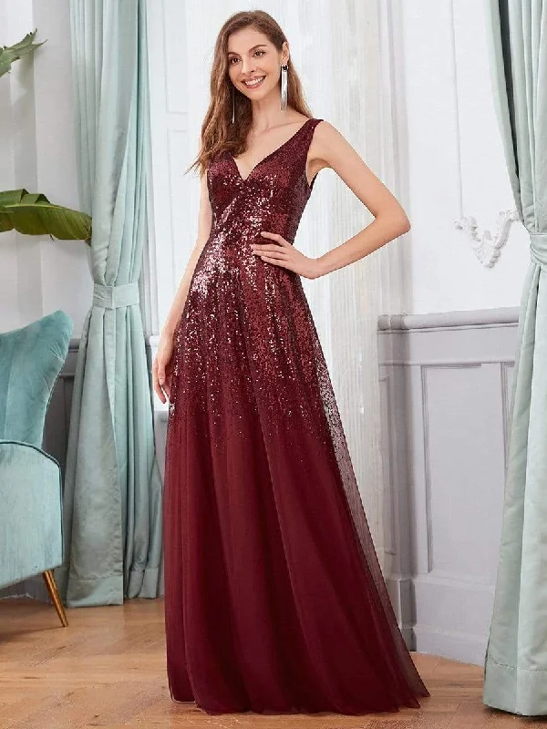 Sexy A-line Double V-neck Tulle & Sequin Evening Dresses Tunics Business professional Sexy A-line Double V-neck Tulle & Sequin Evening Dresses Tunics Business professional