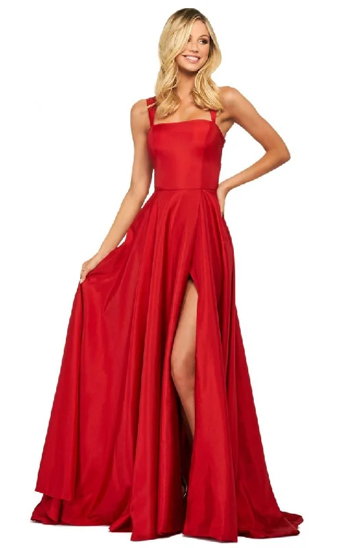 Sherri Hill - 53561SC Long Taffeta High Slit A-Line Evening Dress Tunics Chic fashionable Sherri Hill - 53561SC Long Taffeta High Slit A-Line Evening Dress Tunics Chic fashionable