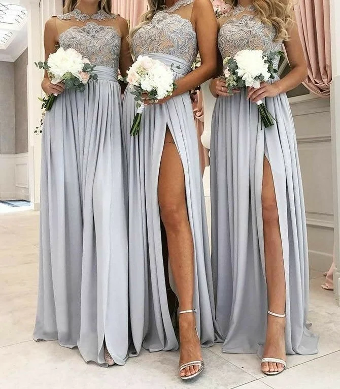 silver bridesmaid dresses long cheap lace appliqué custom wedding party dresses 2020 Shift Classic Vintage silver bridesmaid dresses long cheap lace appliqué custom wedding party dresses 2020 Shift Classic Vintage