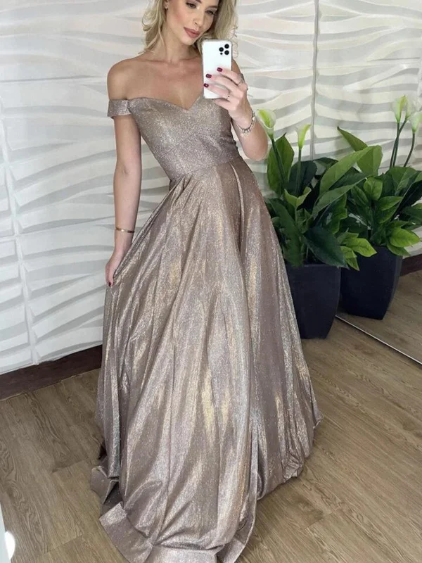 Simple A Line off shoulder long Prom Dresses, Simple A Line off shoulder long Formal Evening Dresses Tunics Cozy comfortable