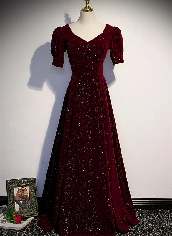 Simple A-line Wine Red Velvet Party Dress, Wine Red Prom Dress Evening Dress Halter Neckline Beach Simple A-line Wine Red Velvet Party Dress, Wine Red Prom Dress Evening Dress Halter Neckline Beach