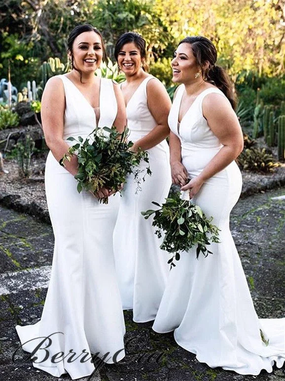 V-neck Long Mermaid Bridesmaid Dresses, Wedding Party Dresses Tunics Sophisticated sleek V-neck Long Mermaid Bridesmaid Dresses, Wedding Party Dresses Tunics Sophisticated sleek