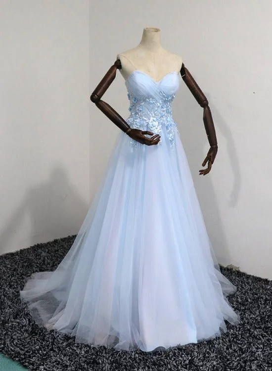 Light Blue Sweetheart Floor Length Long Prom Dress 2022, Blue Evening Dress Party Dress Tunics Top Casual