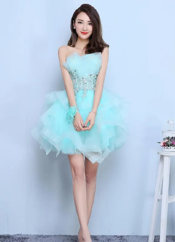 Lovely Mint Green Tulle Short Party Dresses Formal Dress, Cute Short Homecoming Dresses Tunics Fleece cozy