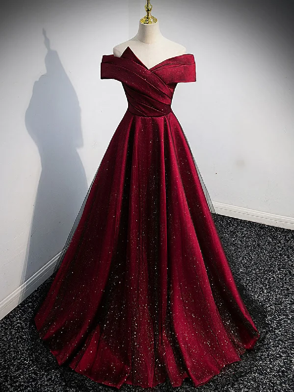 Simple Burgundy Satin Long Prom Dress, Burgundy Evening Dresses Tunics Fall fleece