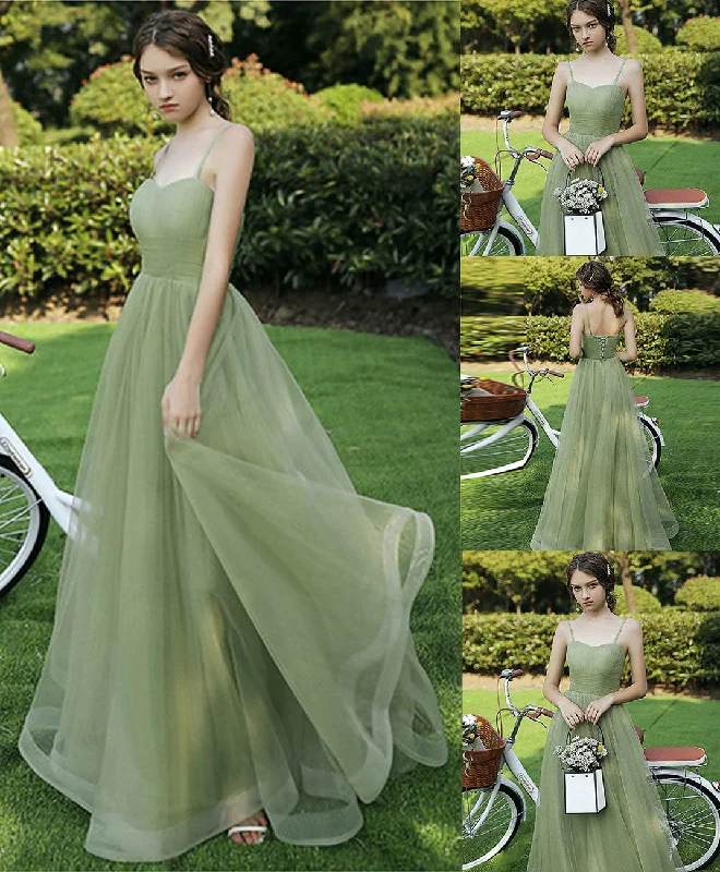 Simple Sweetheart Tulle Green Long Prom Dress Green Evening Dress Tunics Solid Classic