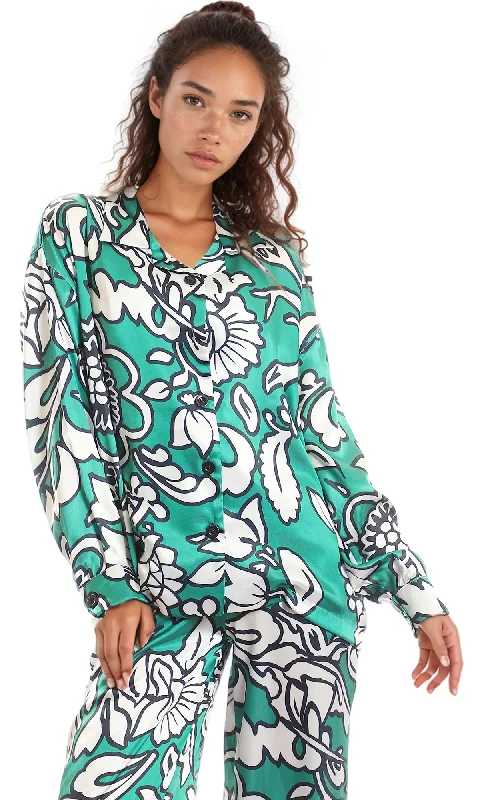 97085 Fashionable Self Floral Stain Classic Neck Shirt - Green, White & Black Terry Blend Velvet Blend Canvas Blend 97085 Fashionable Self Floral Stain Classic Neck Shirt - Green, White & Black Terry Blend Velvet Blend Canvas Blend