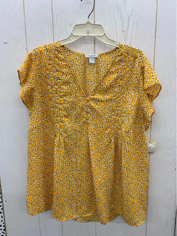 Carolina Belle Yellow Womens Size 1X Shirt Welt Pockets Slit Pockets