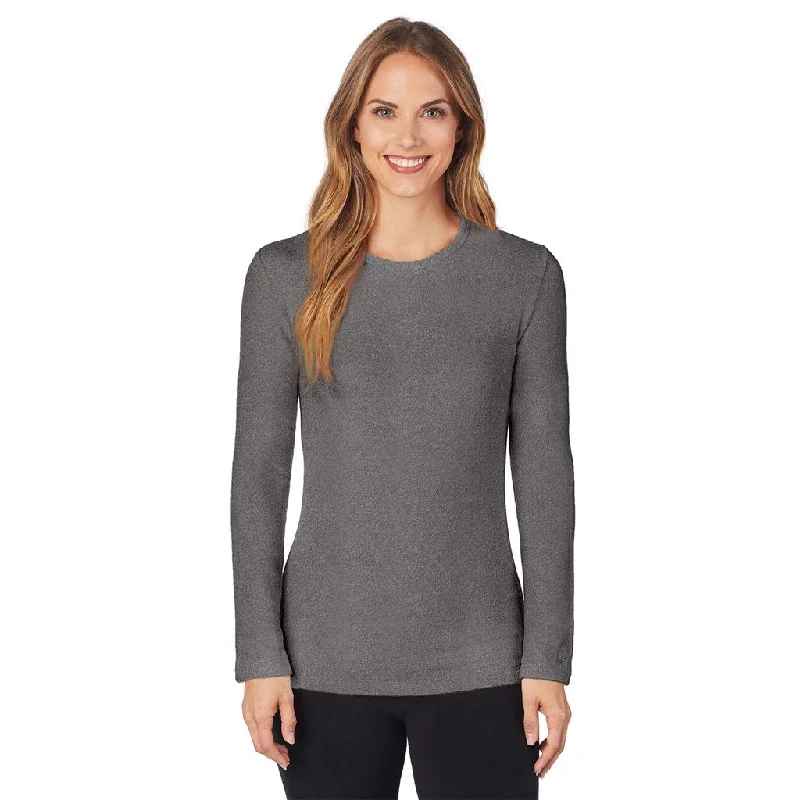 Fleecewear With Stretch Long Sleeve Crew Neck Shirt Mesh Blend Leather Blend Suede Blend Fleecewear With Stretch Long Sleeve Crew Neck Shirt Mesh Blend Leather Blend Suede Blend