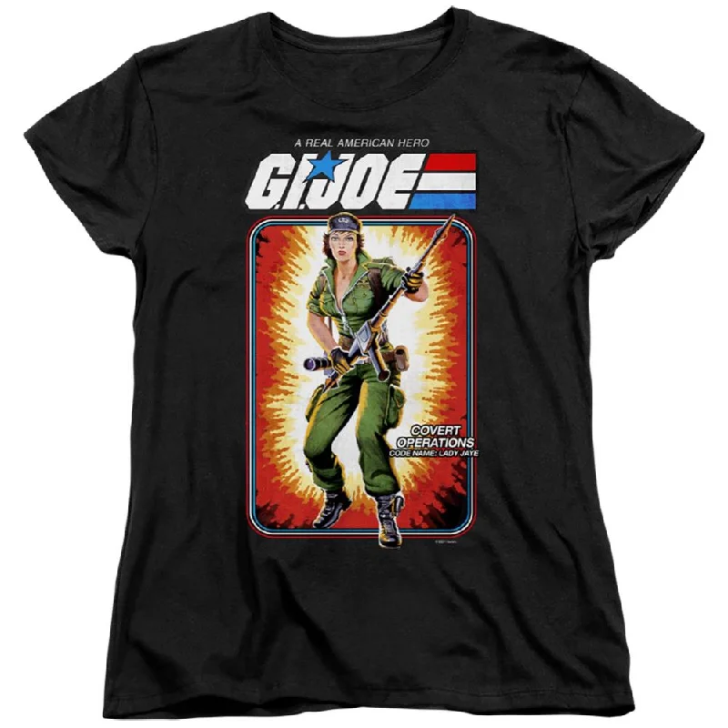 G.I. Joe Lady Jaye Card Women's 18/1 Cotton Short-Sleeve T-Shirt Solid Print Embellished G.I. Joe Lady Jaye Card Women's 18/1 Cotton Short-Sleeve T-Shirt Solid Print Embellished