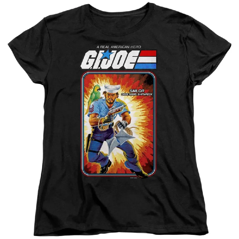 G.I. Joe Shipwreck Card Women's 18/1 Cotton Short-Sleeve T-Shirt Hooded Caped Shawl Collar G.I. Joe Shipwreck Card Women's 18/1 Cotton Short-Sleeve T-Shirt Hooded Caped Shawl Collar