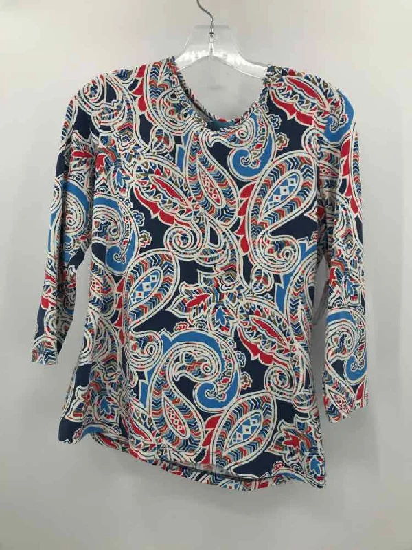 Pre-Owned J Mclaughlin Blue Size Large 3/4 Sleeve T-shirt Collared Crew Neck Turtle Neck Pre-Owned J Mclaughlin Blue Size Large 3/4 Sleeve T-shirt Collared Crew Neck Turtle Neck