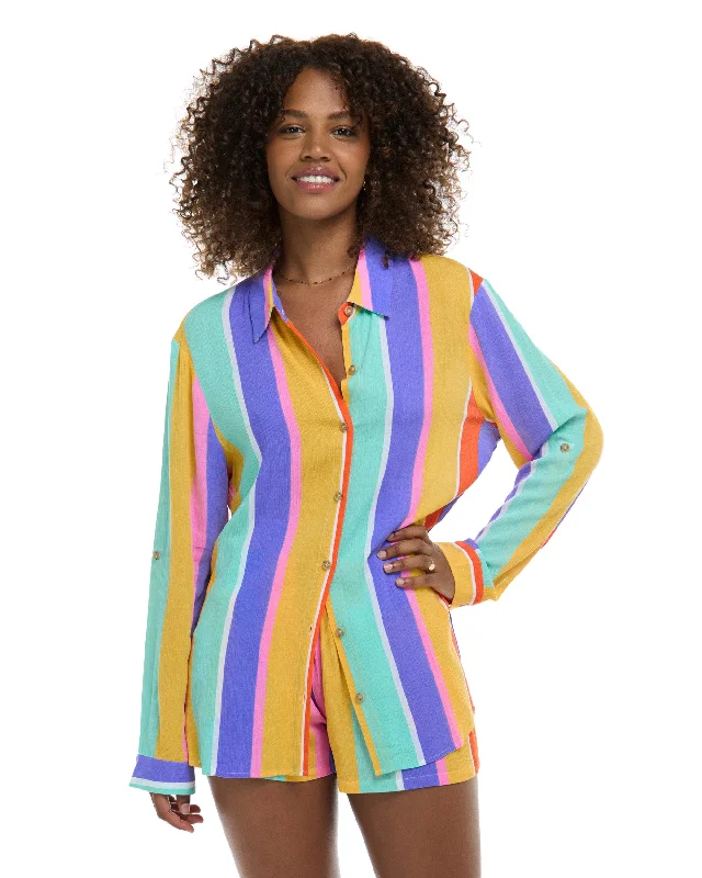Floret Ode Loose Fit Shirt - Multi / Floret Stripe Terry Blend Velvet Blend Canvas Blend Floret Ode Loose Fit Shirt - Multi / Floret Stripe Terry Blend Velvet Blend Canvas Blend