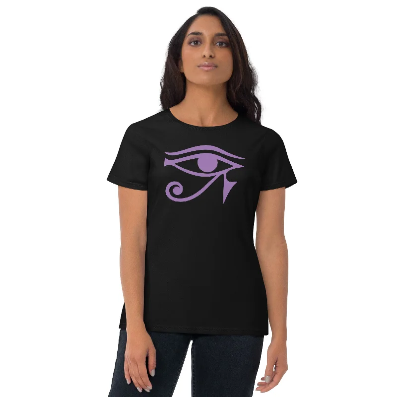 Purple Eye of Ra Egyptian Goddess Women's Short Sleeve Babydoll T-shirt Solid Print Embellished Purple Eye of Ra Egyptian Goddess Women's Short Sleeve Babydoll T-shirt Solid Print Embellished