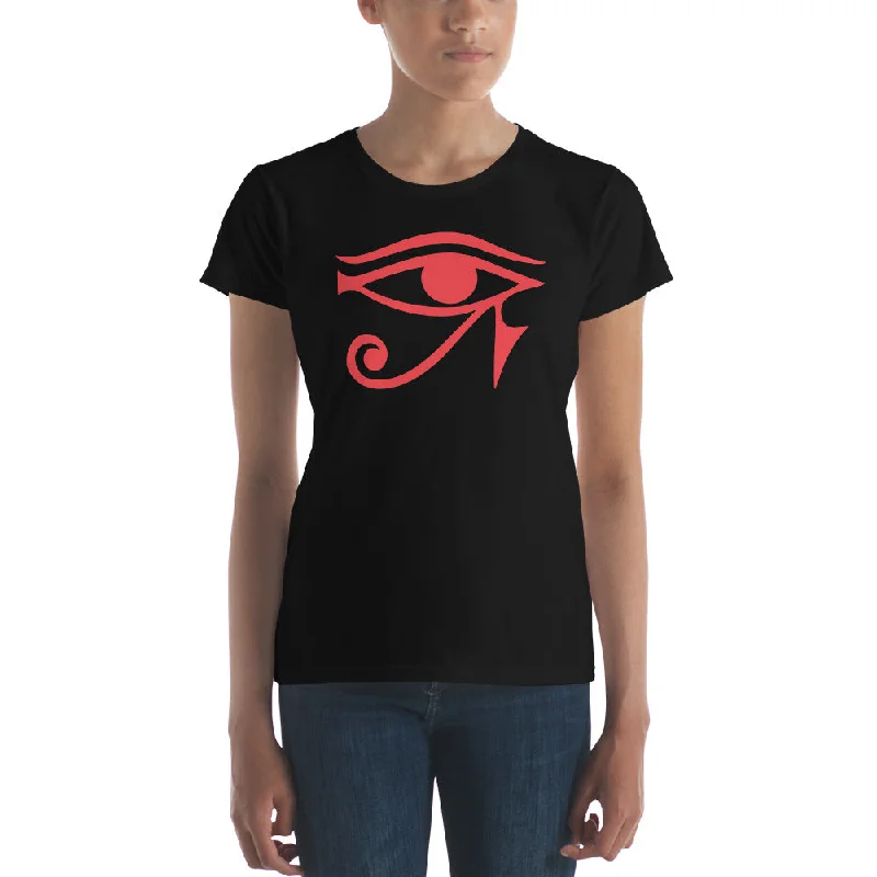 Red Eye of Ra Egyptian Goddess Women's Short Sleeve Babydoll T-shirt Mesh Canvas Denim Red Eye of Ra Egyptian Goddess Women's Short Sleeve Babydoll T-shirt Mesh Canvas Denim