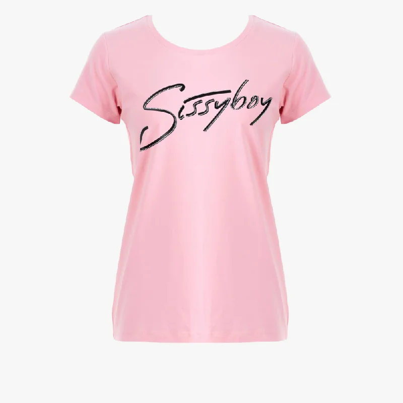 Sissy Boy Womens Multi Technique Short Sleeve Tee Bubbglegum Pink Polka Dot Checkered Tartan Sissy Boy Womens Multi Technique Short Sleeve Tee Bubbglegum Pink Polka Dot Checkered Tartan